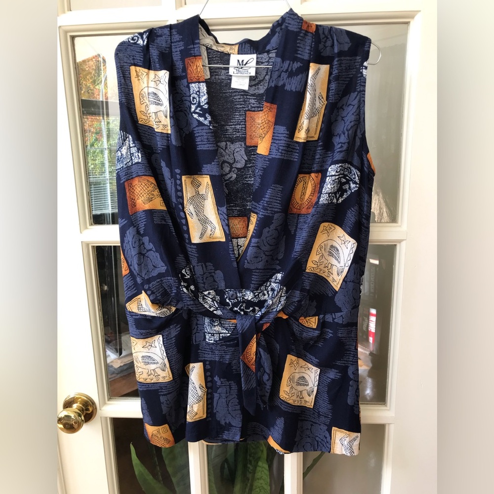 Vintage Navy Patterned Vest